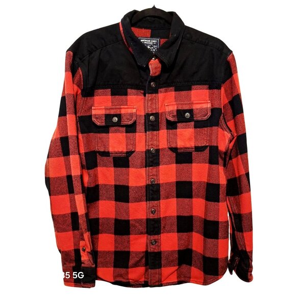 American Eagle Mens XL Red & Black Buffalo Plaid Flannel Shirt Shacket Durable O - Picture 1 of 7
